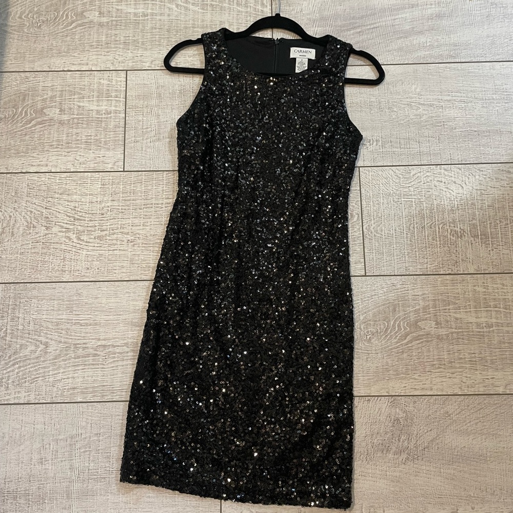 Carmen Marc Valvo black sequence dress